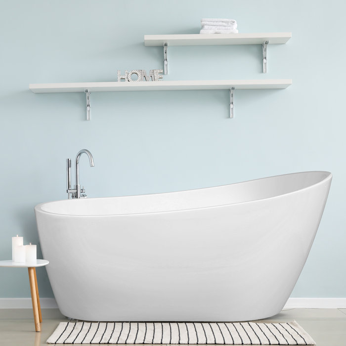 Ogonbrick 60 Inch Acrylic Alcove Freestanding Soaking Bathtub Wayfair.ca